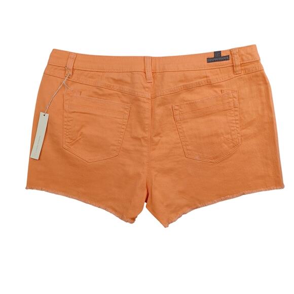 Lauren Conrad LC Cutoff Denim Shorts Womens Size 16 Peach 3" Mid Rise Distressed - Picture 2 of 11